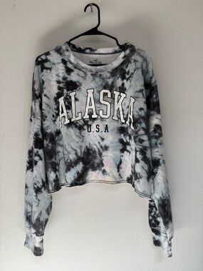 Hollister Blue&Black Tie-Dye Crewneck Pullover
